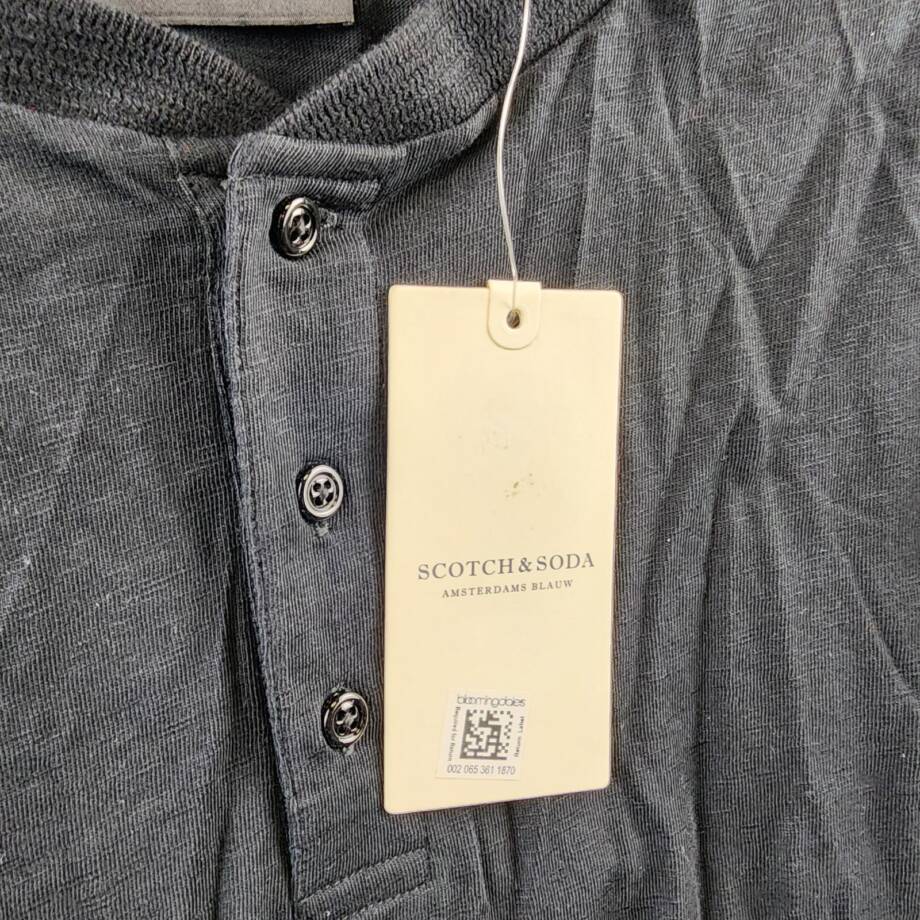 Scotch & Soda Classic Henley Shirt Men's S Black Pullover Style Long Sleeve