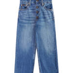 Polo Ralph Lauren Cropped Wide-leg Denim Jeans Girls 10 Blue Pocket Button Front
