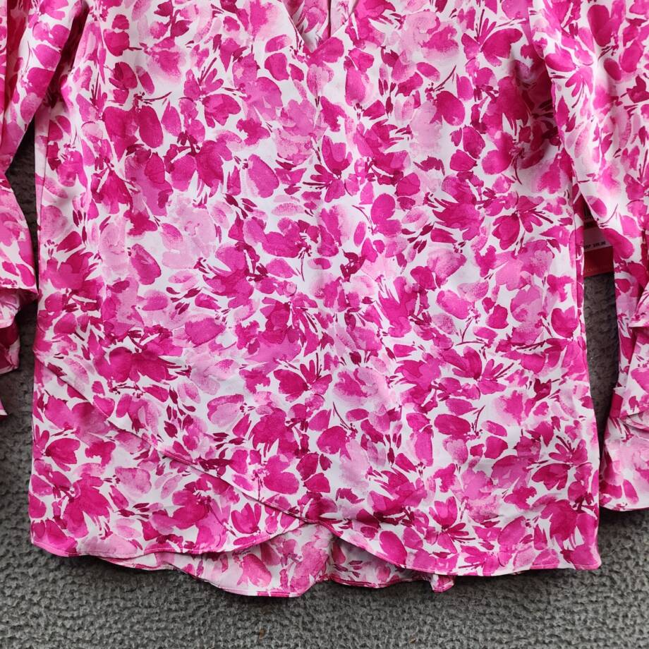VINCE CAMUTO Bell Sleeve V-Neck Top Women's XS Hot Pink Long Sleeve Pullover