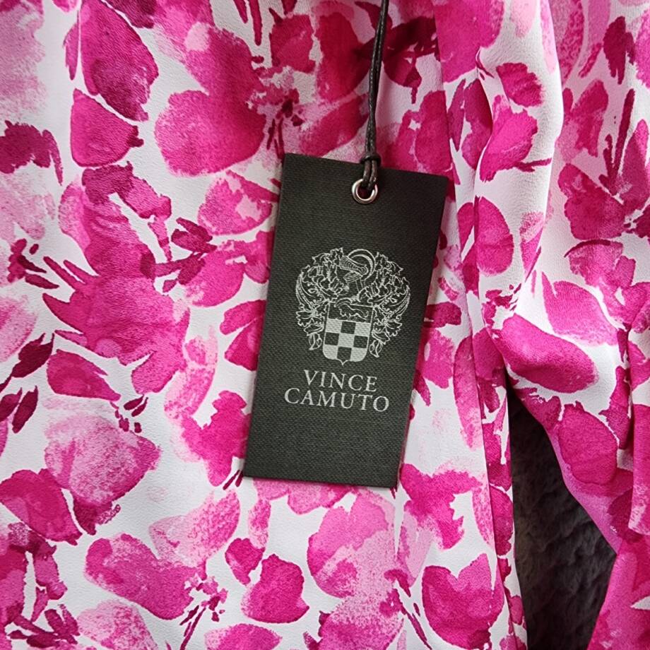 VINCE CAMUTO Bell Sleeve V-Neck Top Women's XS Hot Pink Long Sleeve Pullover