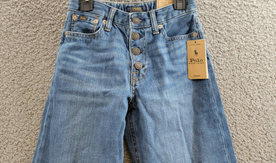 Polo Ralph Lauren Cropped Wide-leg Denim Jeans Girls 10 Blue Pocket Button Front