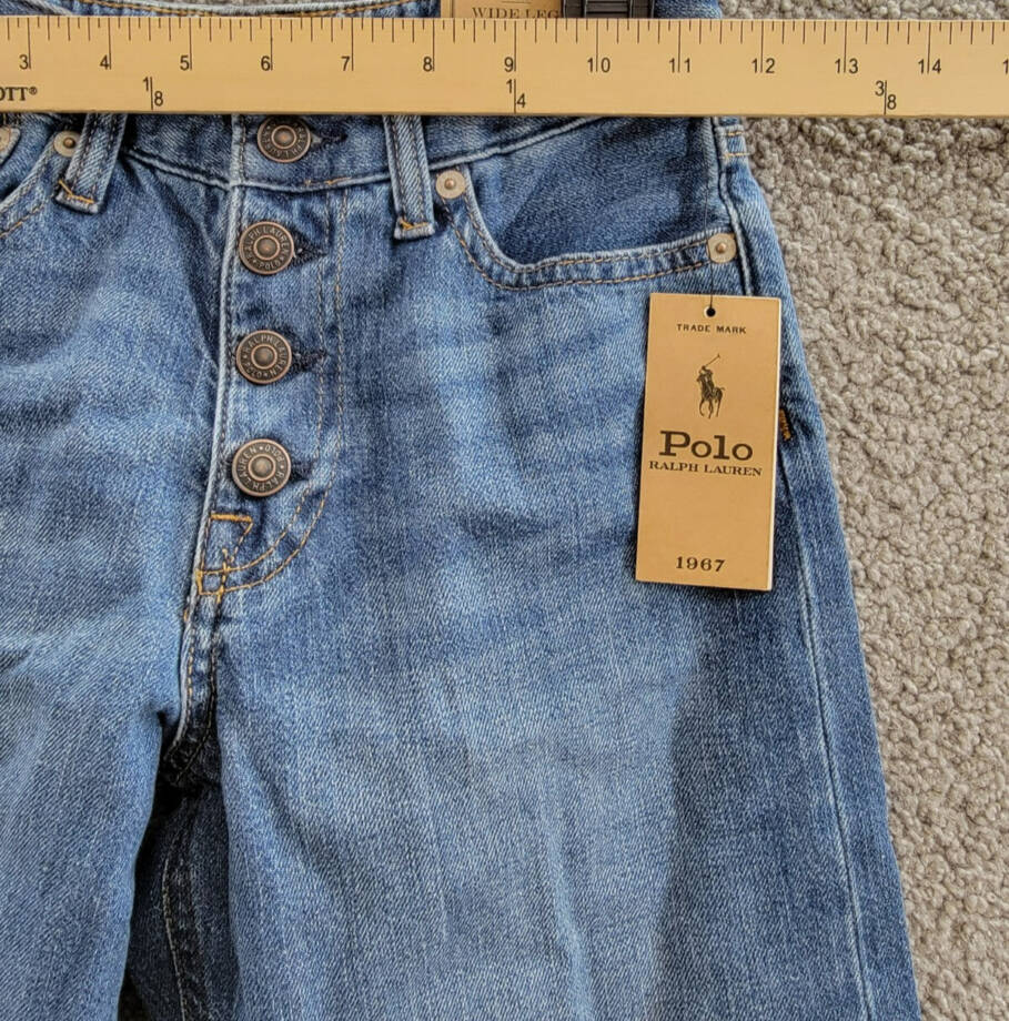 Polo Ralph Lauren Cropped Wide-leg Denim Jeans Girls 10 Blue Pocket Button Front