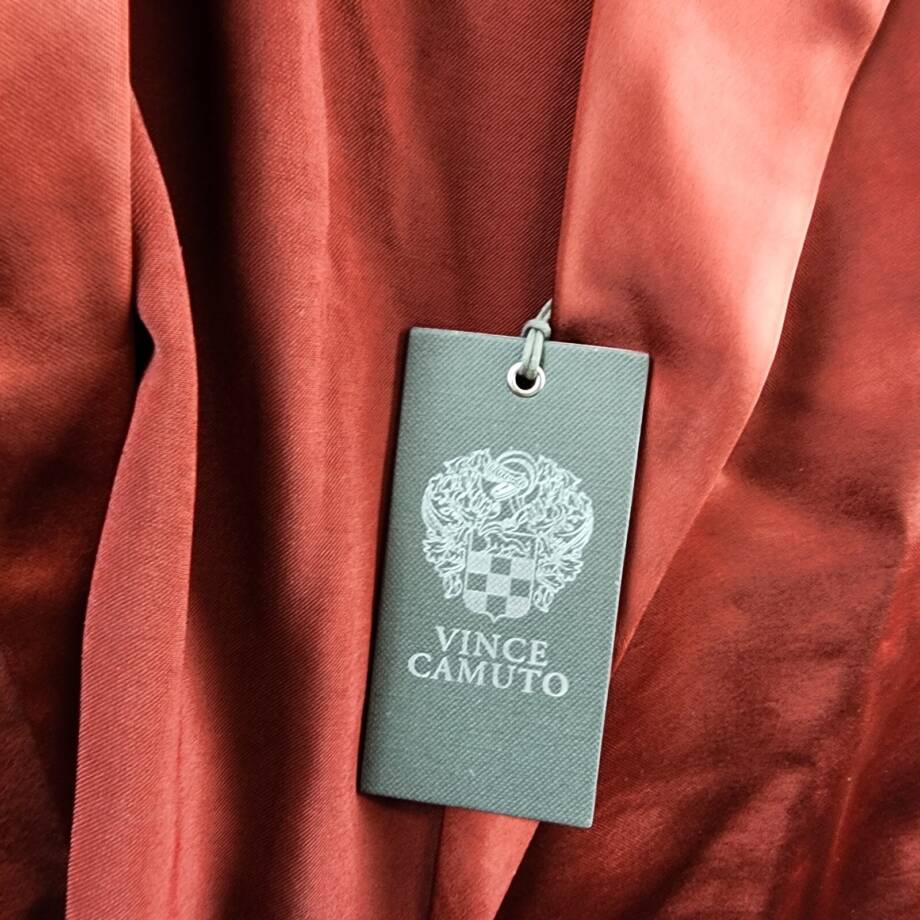 Vince Camuto Notch Collar Belted Satin Vest Women's XXS Chili Oil Sleeveless