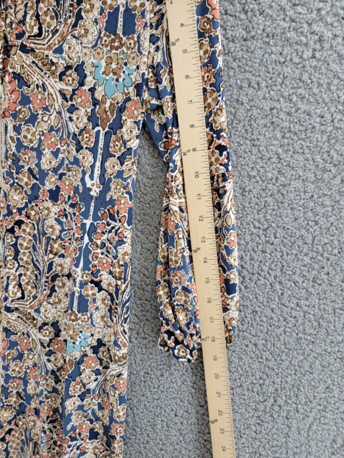 Tommy Hilfiger Printed Tie-Neck Shift Dress Women's 4 Multi 3/4 Sleeve Pullover