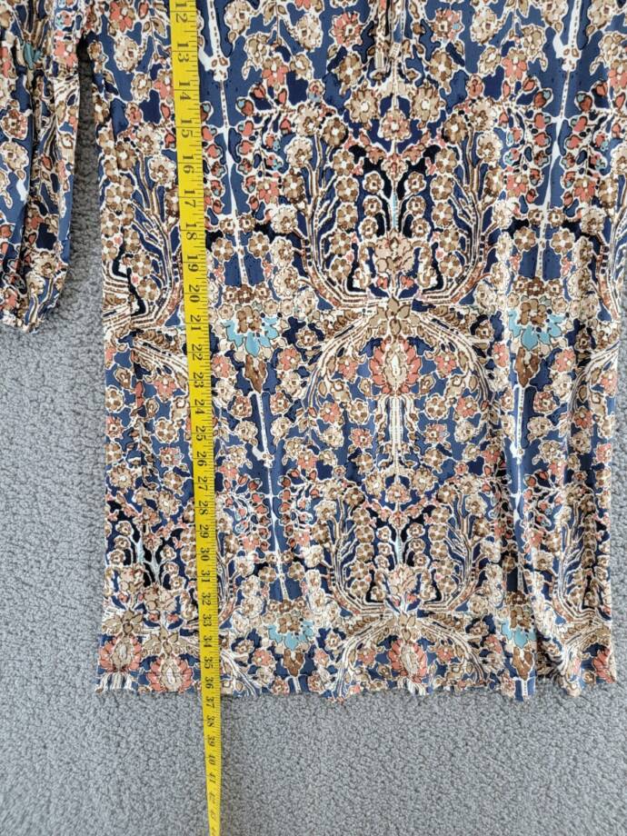 Tommy Hilfiger Printed Tie-Neck Shift Dress Women's 4 Multi 3/4 Sleeve Pullover