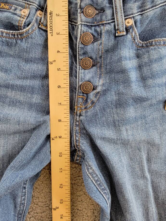 Polo Ralph Lauren Cropped Wide-leg Denim Jeans Girls 10 Blue Pocket Button Front