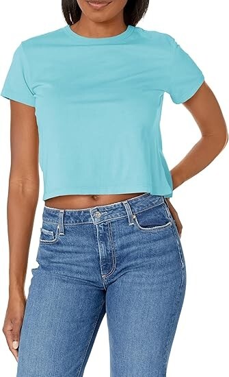 Monrow Solid Vintage T-Shirt Women's XS Blue Pullover Style Short Sleeves~