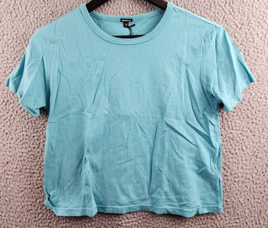 Monrow Solid Vintage T-Shirt Women's XS Blue Pullover Style Short Sleeves~