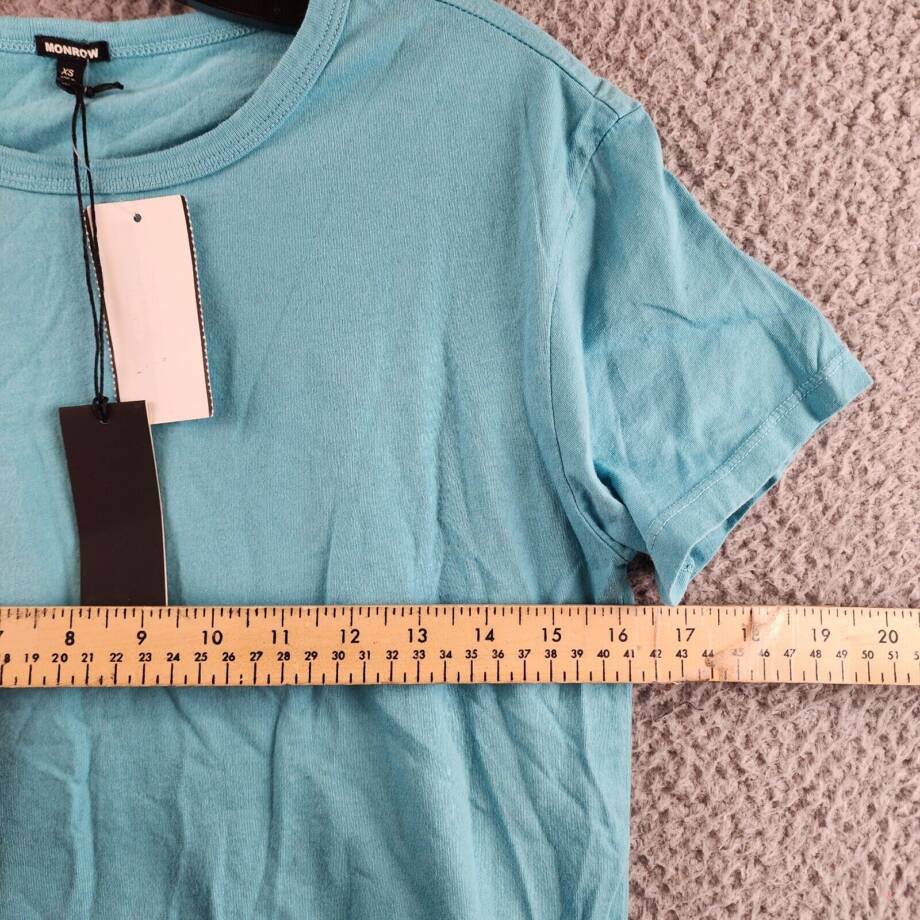 Monrow Solid Vintage T-Shirt Women's XS Blue Pullover Style Short Sleeves~
