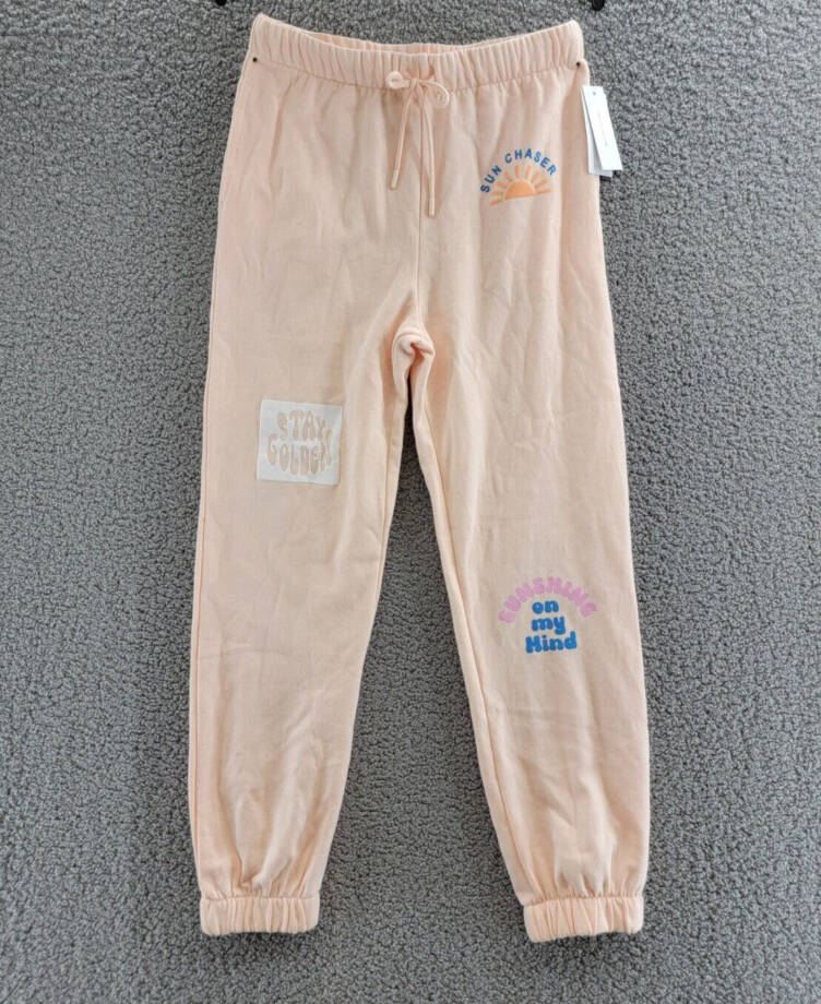 Vintage Havana Surf Wash Jogger Pants Women's S Peach Printed Elastic Waist
