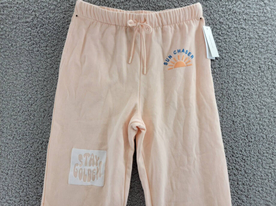 Vintage Havana Surf Wash Jogger Pants Women's S Peach Printed Elastic Waist