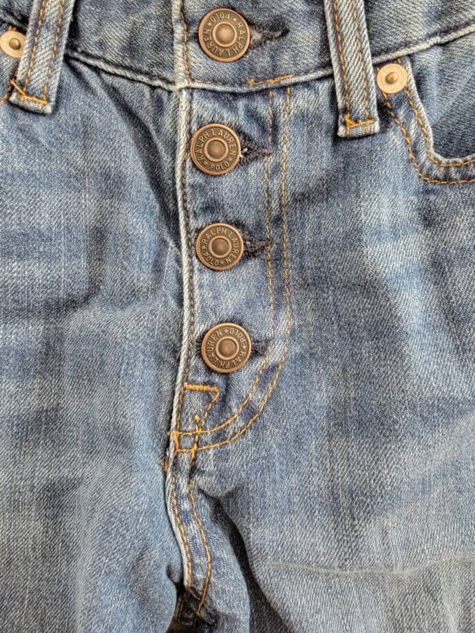 Polo Ralph Lauren Cropped Wide-leg Denim Jeans Girls 10 Blue Pocket Button Front