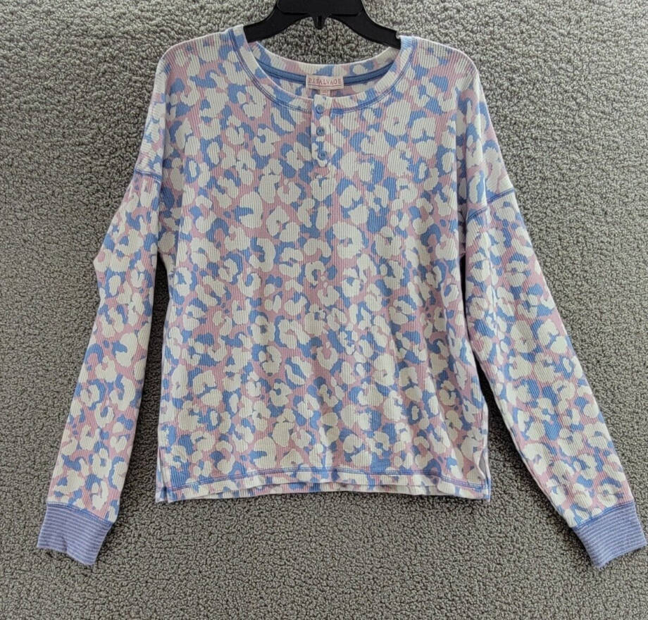 P.J. Salvage Leopard Is My Happy Long Sleeve Top Women's M Multi Pullover L/S
