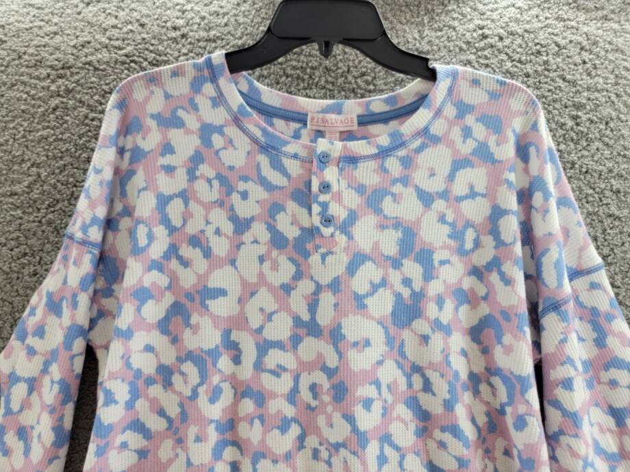 P.J. Salvage Leopard Is My Happy Long Sleeve Top Women's M Multi Pullover L/S