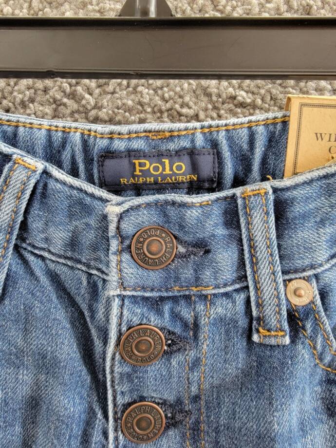 Polo Ralph Lauren Cropped Wide-leg Denim Jeans Girls 10 Blue Pocket Button Front