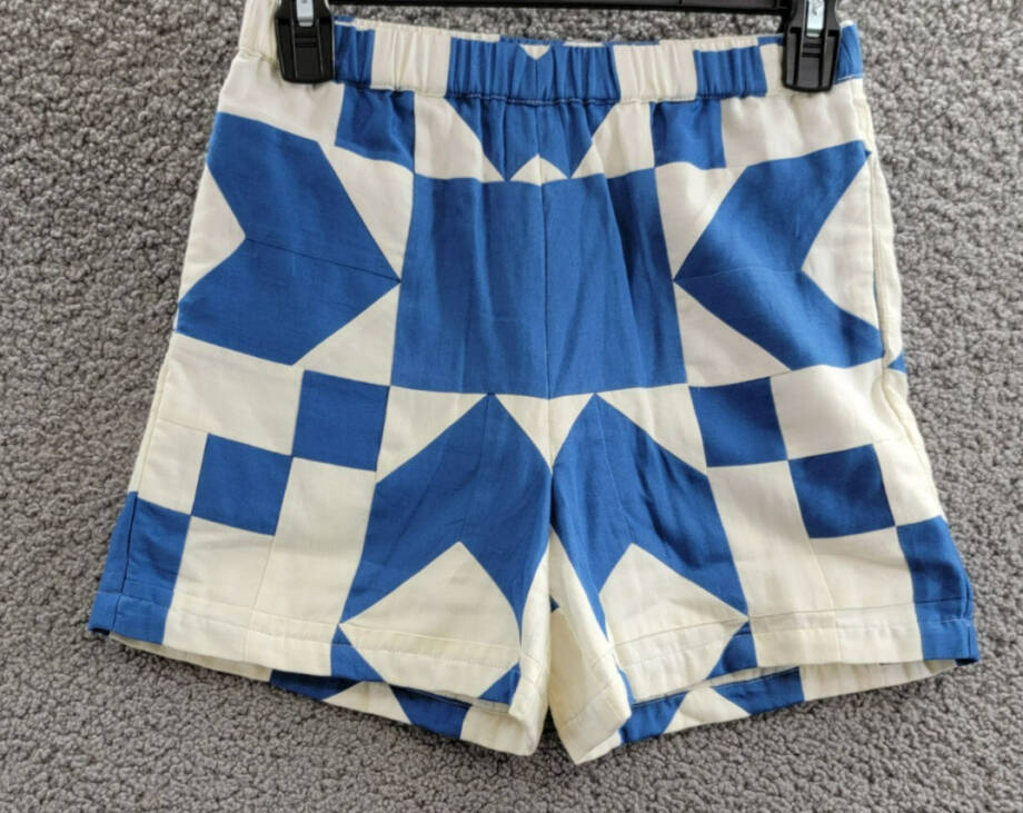 Sea Tanya Patchwork Shorts Girls' 10Y Blue/White Pockets Elastic Waist Pull On