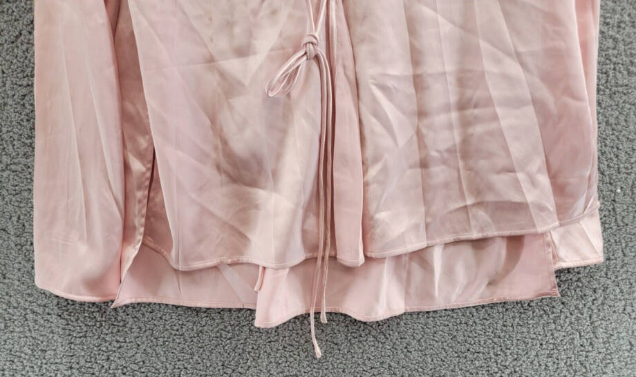 Beulah Sateen Dressy Blouse Shirt Women's All Light Pink Tie V-Neck OS