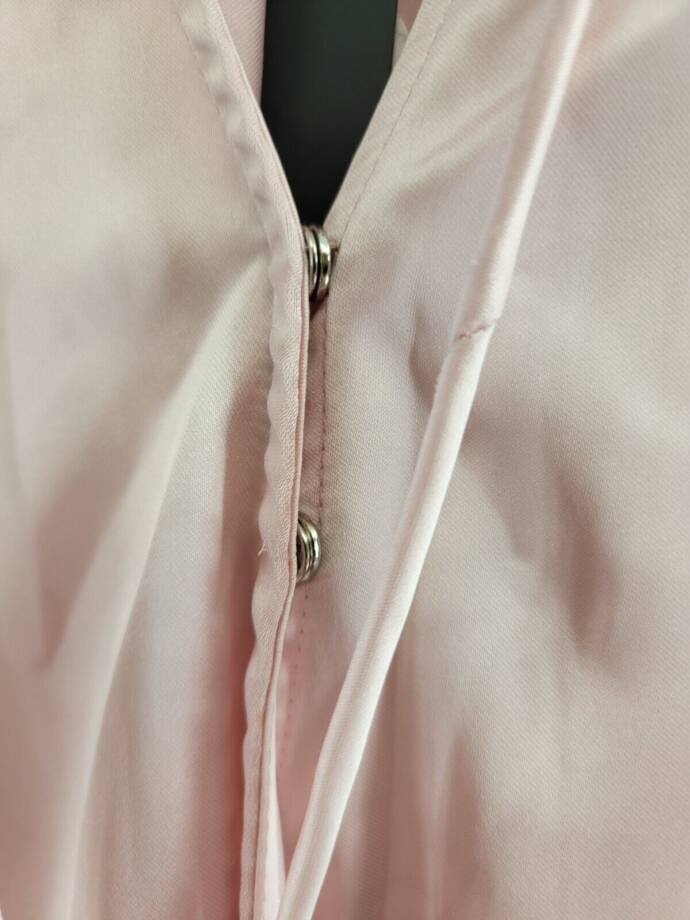 Beulah Sateen Dressy Blouse Shirt Women's All Light Pink Tie V-Neck OS