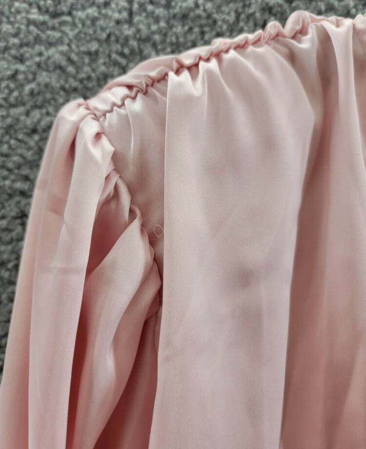 Beulah Sateen Dressy Blouse Shirt Women's All Light Pink Tie V-Neck OS