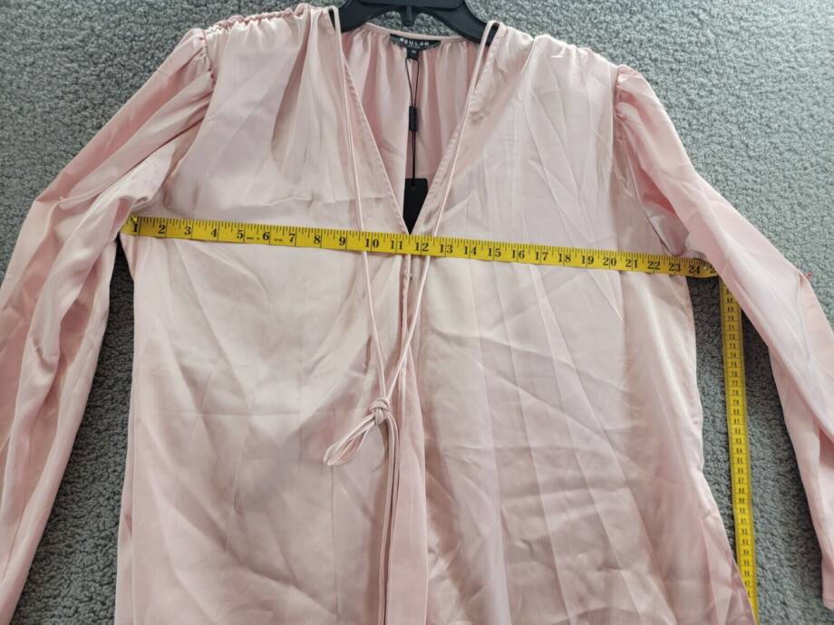 Beulah Sateen Dressy Blouse Shirt Women's All Light Pink Tie V-Neck OS