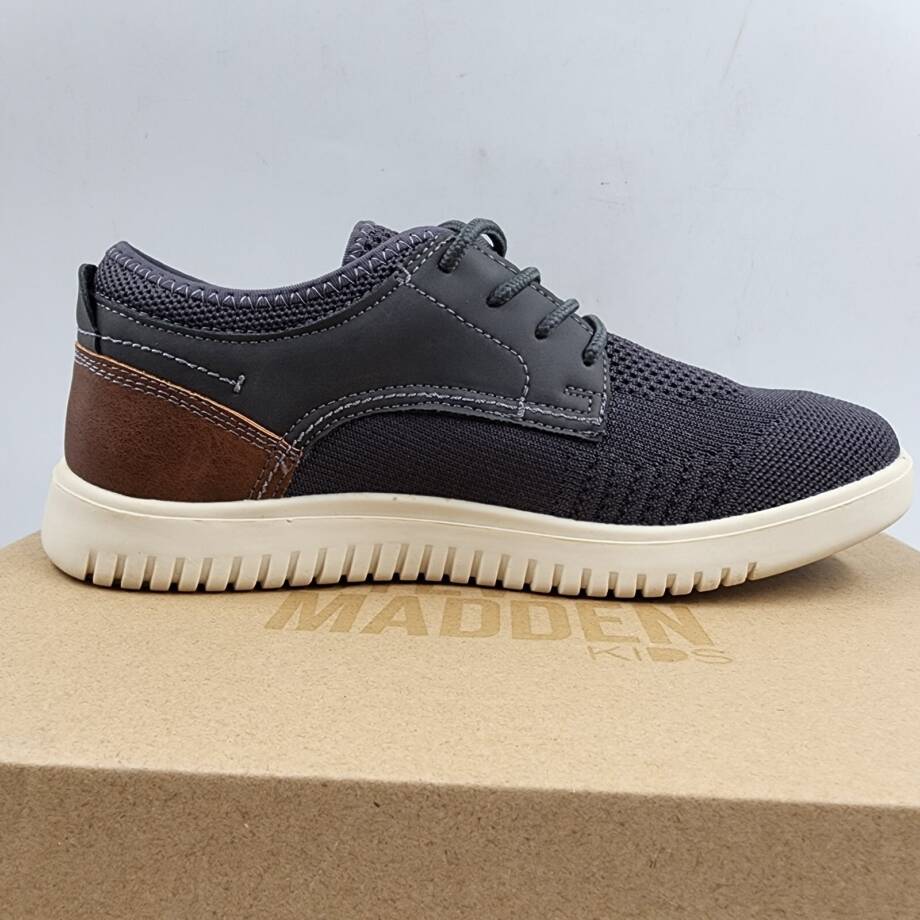 Steve Madden Bdawes Fashion Lace-Up Oxford Shoes Boys 5 Grey Cushioned Flexible