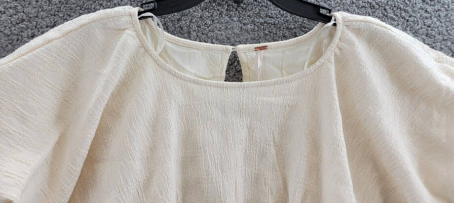 Free People Tovah Crop Top Women's XS Ivory Scoop Neck Short Sleeve Pullover