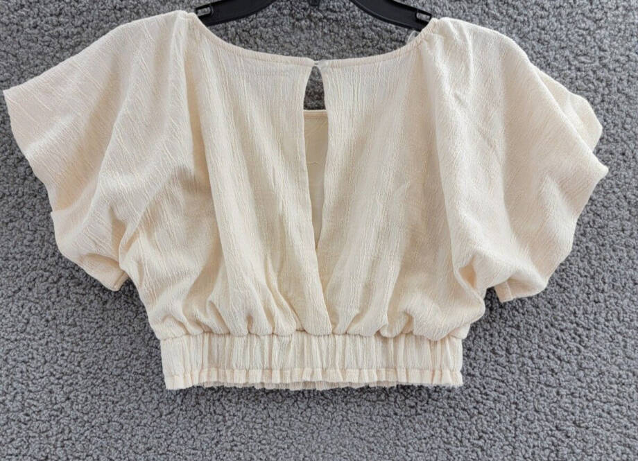 Free People Tovah Crop Top Women's XS Ivory Scoop Neck Short Sleeve Pullover
