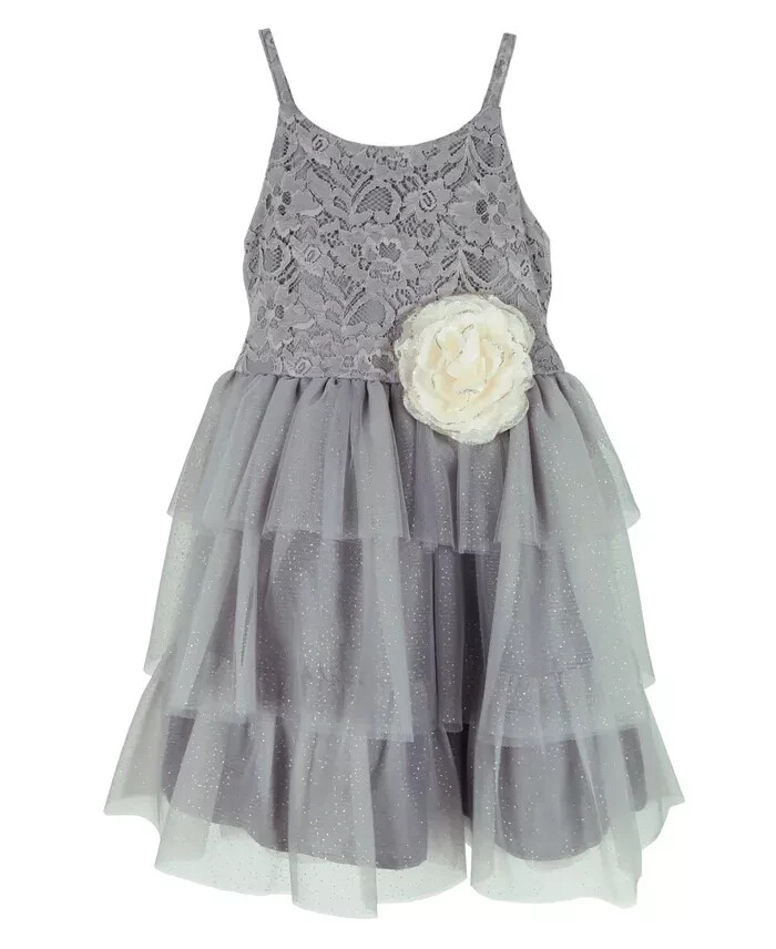 Pink & Violet Sleeveless Lace Glitter Mesh Dress Toddler Girls 3 Gray Pullover