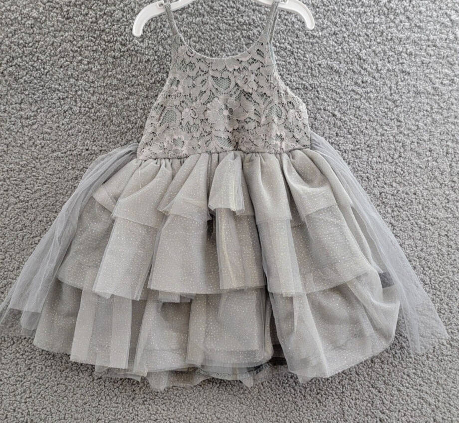 Pink & Violet Sleeveless Lace Glitter Mesh Dress Toddler Girls 3 Gray Pullover