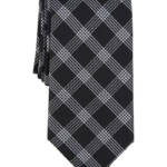 Michael Kors Lombard Check Tie Men's One Size Black Classic Design Pointed Style
