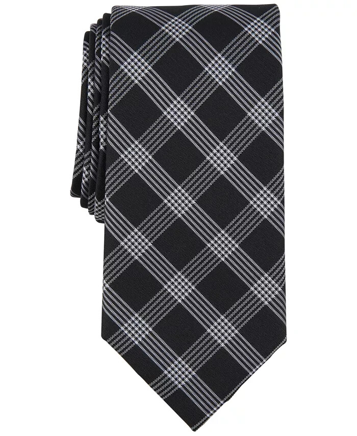 Michael Kors Lombard Check Tie Men's One Size Black Classic Design Pointed Style