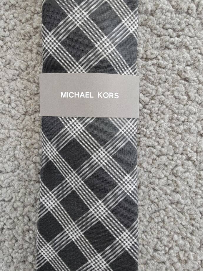 Michael Kors Lombard Check Tie Men's One Size Black Classic Design Pointed Style
