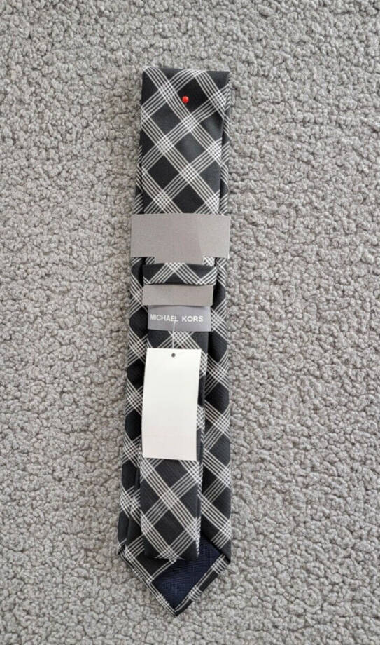 Michael Kors Lombard Check Tie Men's One Size Black Classic Design Pointed Style