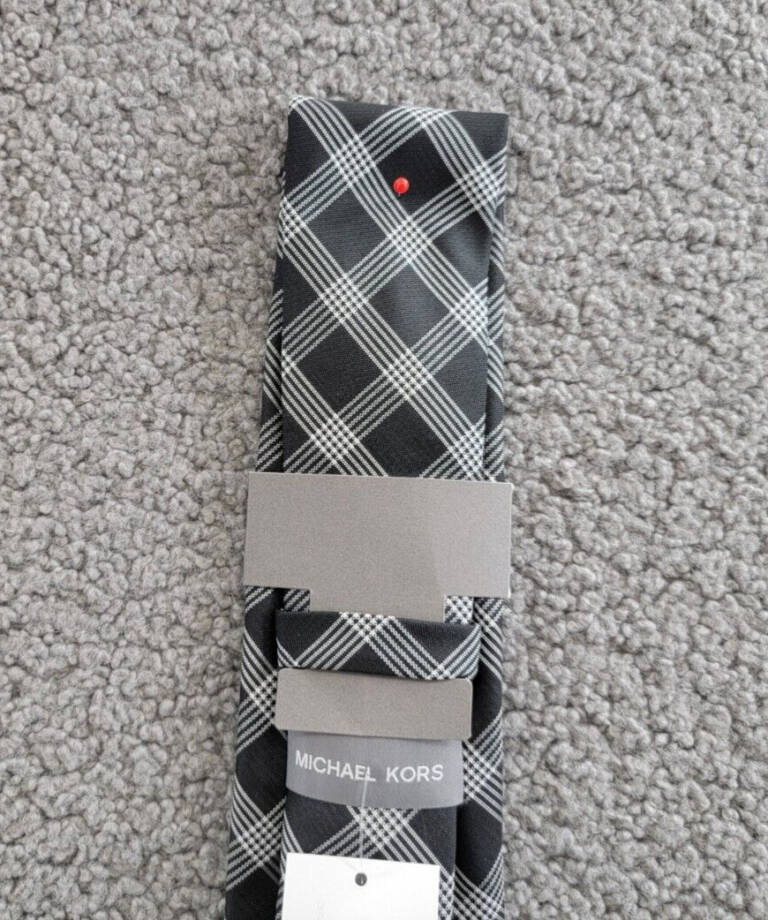 Michael Kors Lombard Check Tie Men's One Size Black Classic Design Pointed Style
