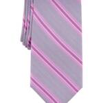 Michael Kors Silk Blend Vitra Stripe Tie Men's One Size Rose Keeper Loop