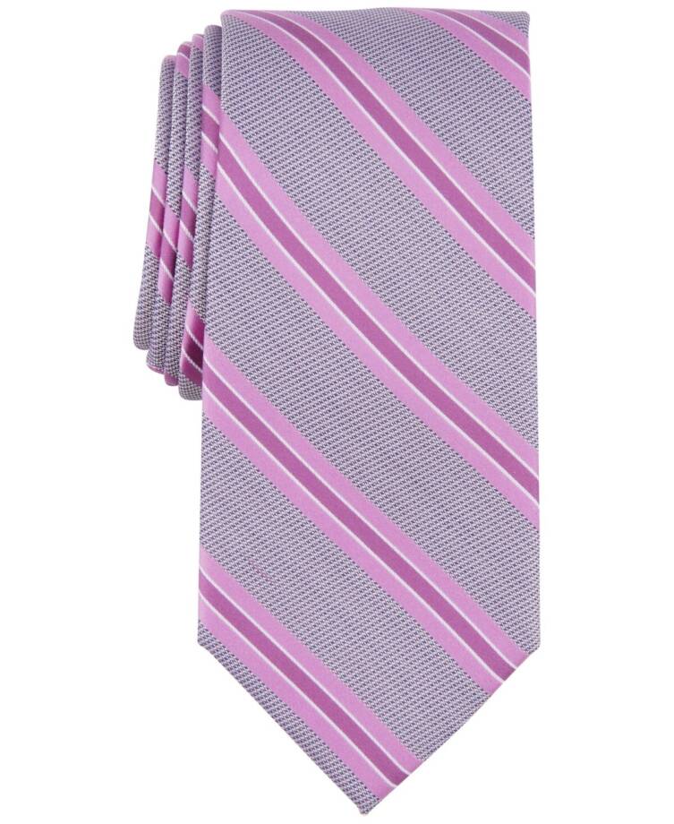 Michael Kors Silk Blend Vitra Stripe Tie Men's One Size Rose Keeper Loop