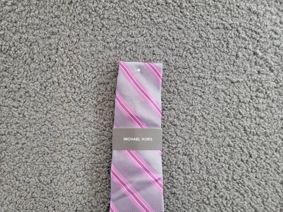 Michael Kors Silk Blend Vitra Stripe Tie Men's One Size Rose Keeper Loop