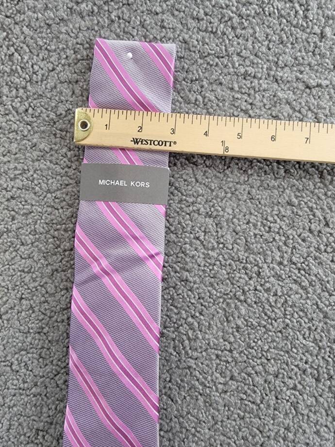 Michael Kors Silk Blend Vitra Stripe Tie Men's One Size Rose Keeper Loop