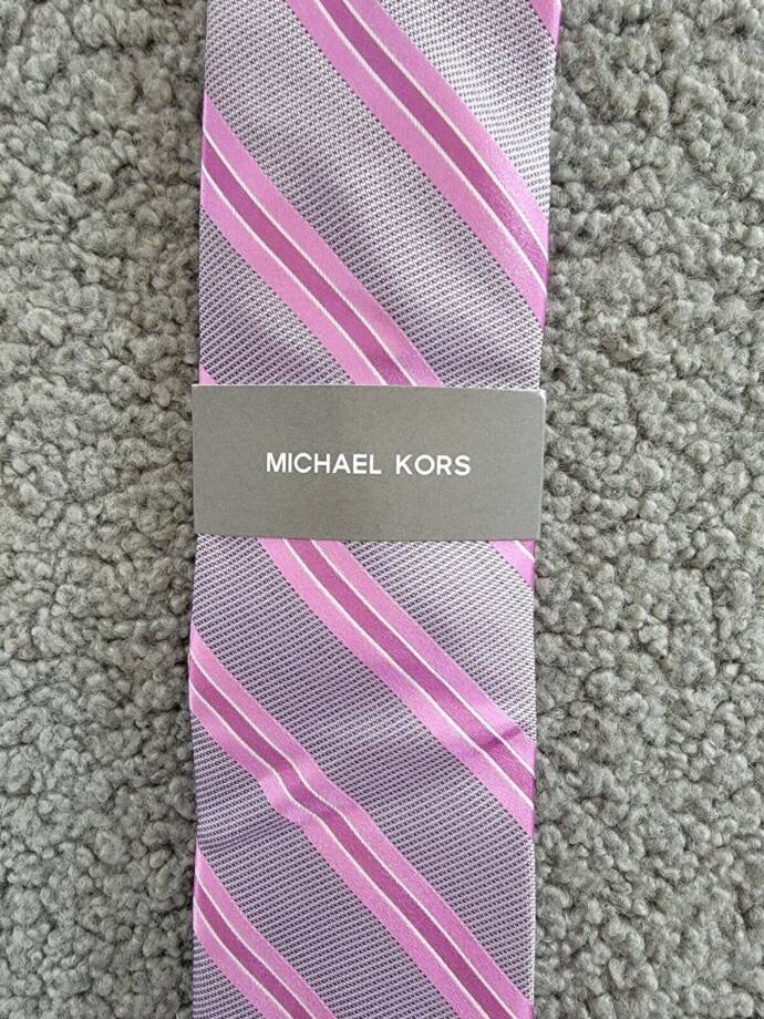 Michael Kors Silk Blend Vitra Stripe Tie Men's One Size Rose Keeper Loop