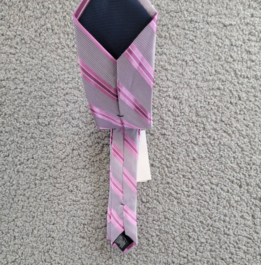 Michael Kors Silk Blend Vitra Stripe Tie Men's One Size Rose Keeper Loop