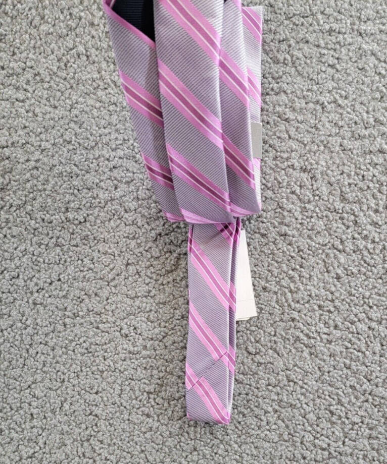 Michael Kors Silk Blend Vitra Stripe Tie Men's One Size Rose Keeper Loop