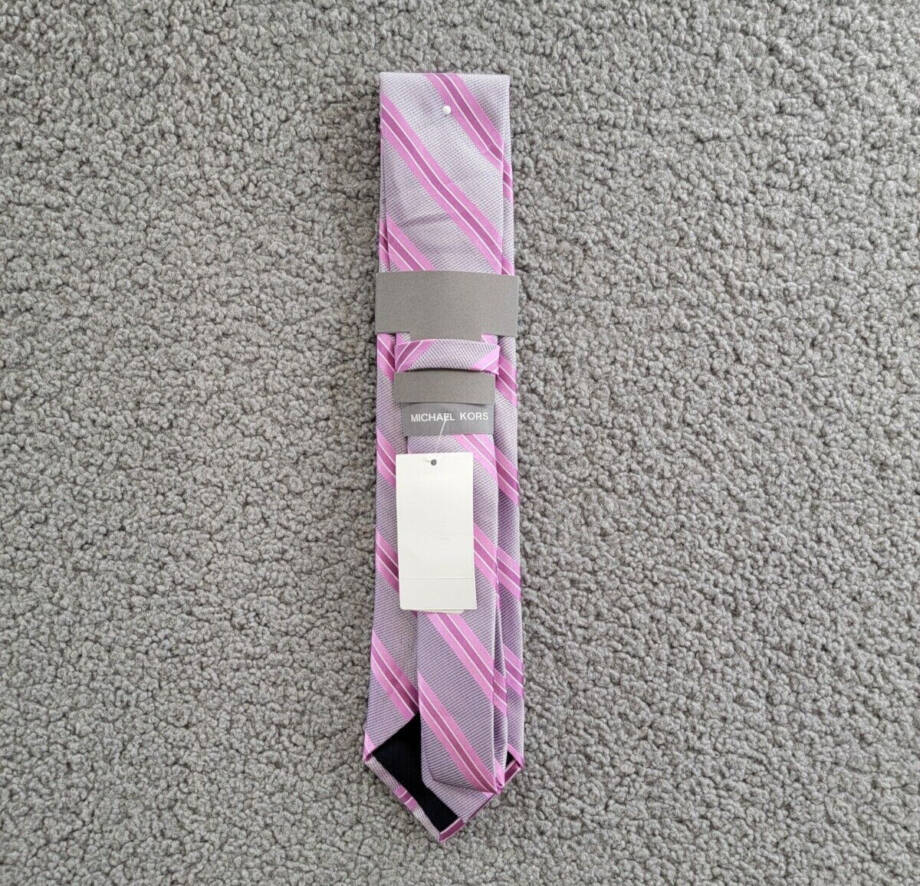 Michael Kors Silk Blend Vitra Stripe Tie Men's One Size Rose Keeper Loop
