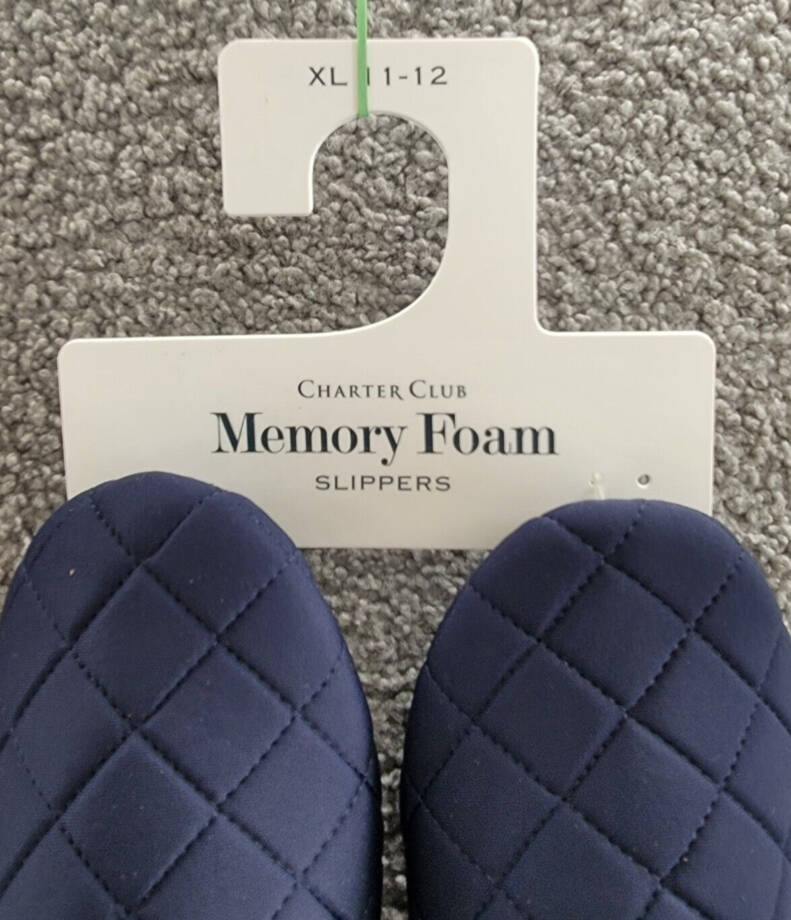 Charter Club Quilted Slippers Women's XL (11-12) Indigo Sea Slip on~