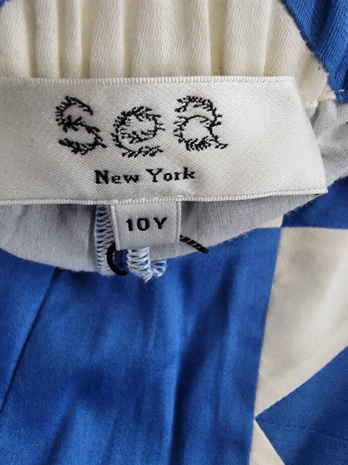 Sea Tanya Patchwork Shorts Girls' 10Y Blue/White Pockets Elastic Waist Pull On