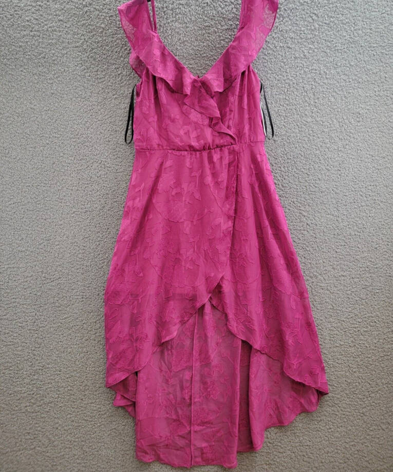 BCX Off-The-Shoulder Ruffled Asymmetrical-Hem Jacquard Dress Women's XL Fuchsia