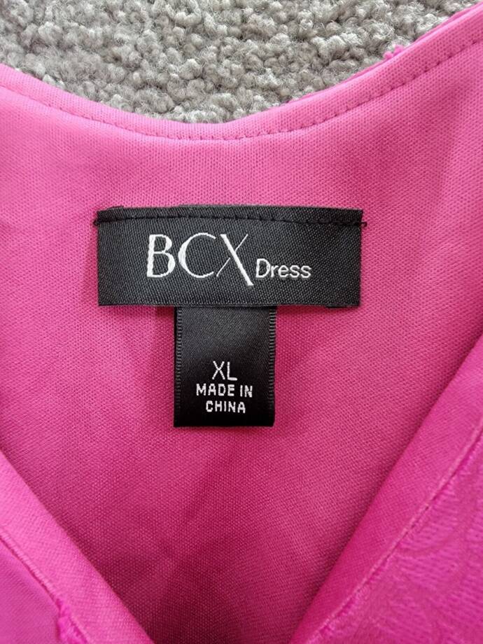 BCX Off-The-Shoulder Ruffled Asymmetrical-Hem Jacquard Dress Women's XL Fuchsia