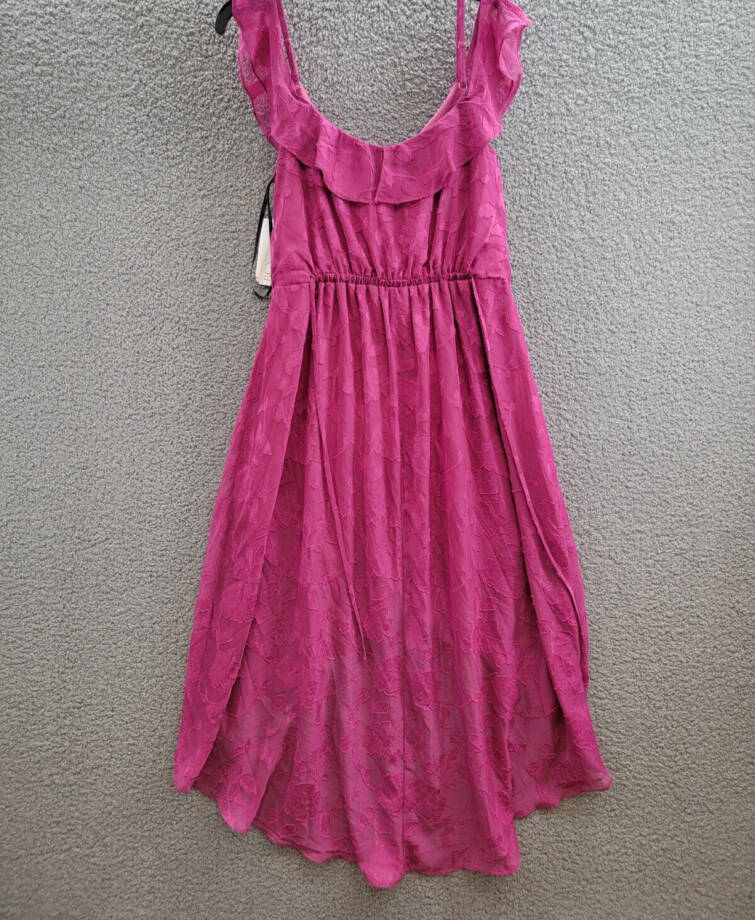 BCX Off-The-Shoulder Ruffled Asymmetrical-Hem Jacquard Dress Women's XL Fuchsia