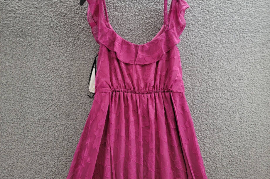 BCX Off-The-Shoulder Ruffled Asymmetrical-Hem Jacquard Dress Women's XL Fuchsia