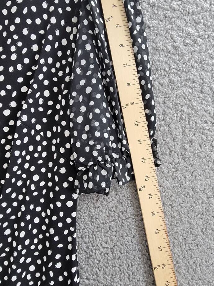 Connected Elbow Puff-Sheer-Sleeve Sheath Dress Women's 10 Black/White Pullover