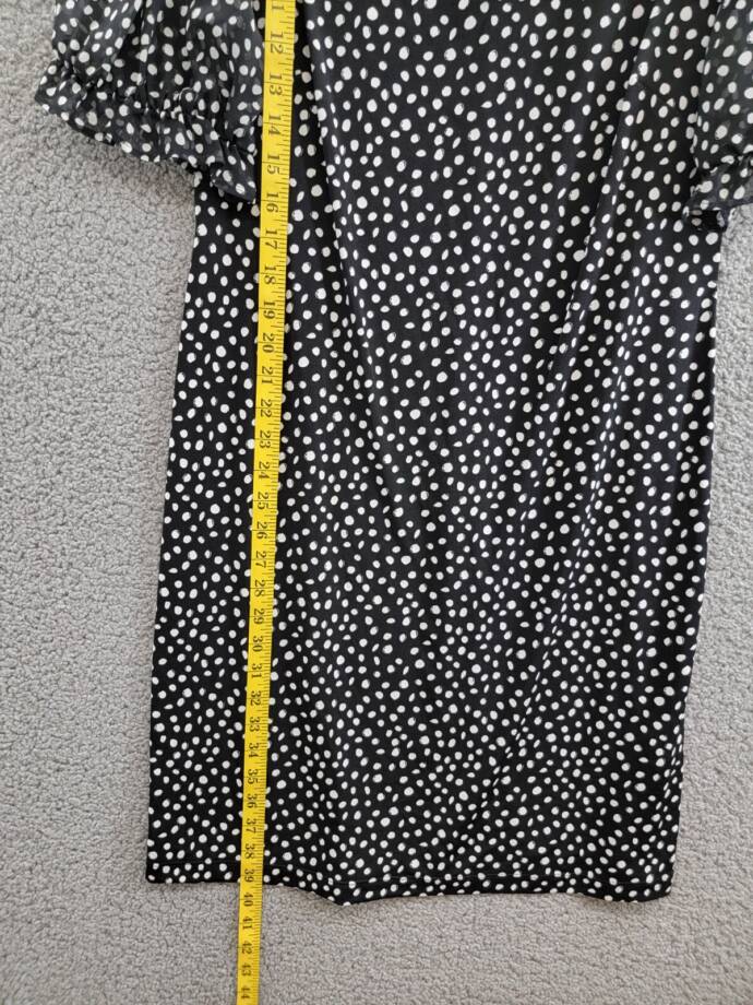 Connected Elbow Puff-Sheer-Sleeve Sheath Dress Women's 10 Black/White Pullover